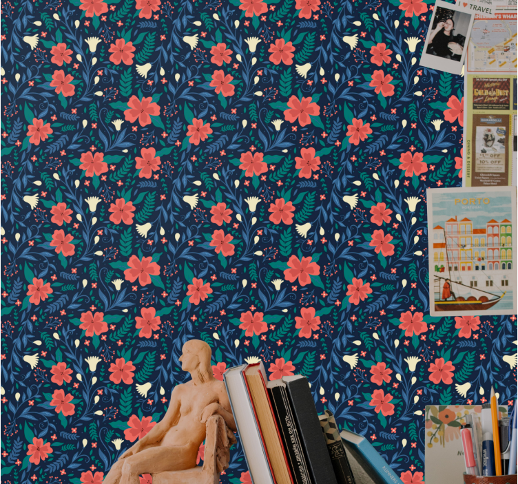 Květinový botanický potisk květinová tapeta - TenStickers