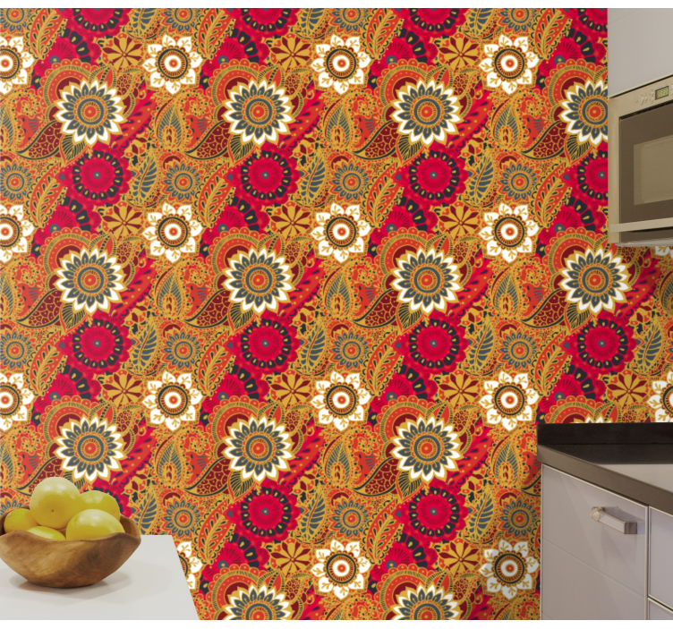 Květinový indický ornament květinové tapeta - TenStickers