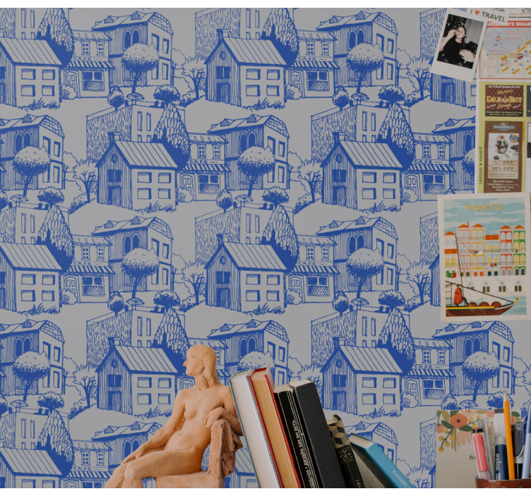 Městská skica ilustrace město a země tapeta - TenStickers