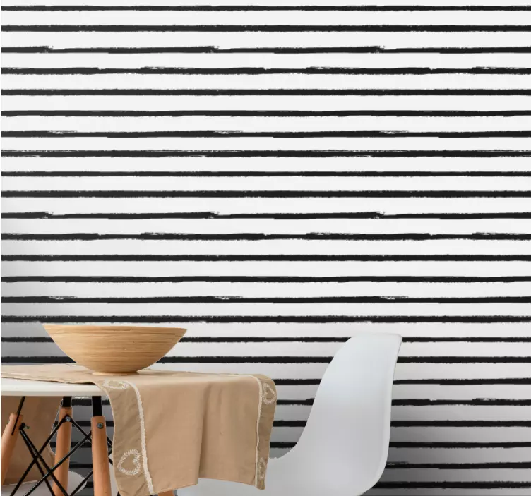 Minimalistické černé pruhy horizontální tapeta - TenStickers