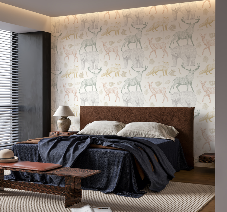 Minimalistický lesní design Zvířata tapety - TenStickers