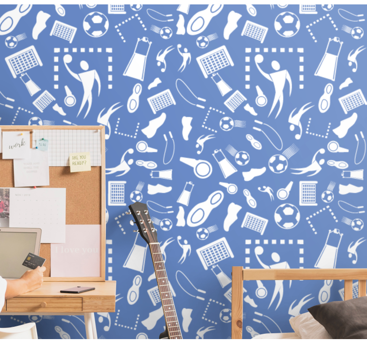 Modré a bílé dětské fotbalové tapeta - TenStickers