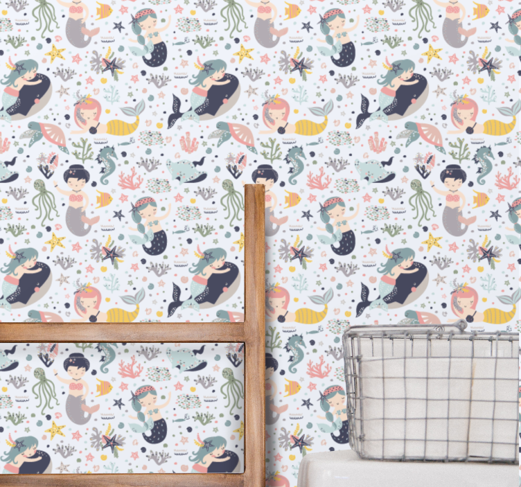 Mořská panna vodní přátelé školka tapeta - TenStickers