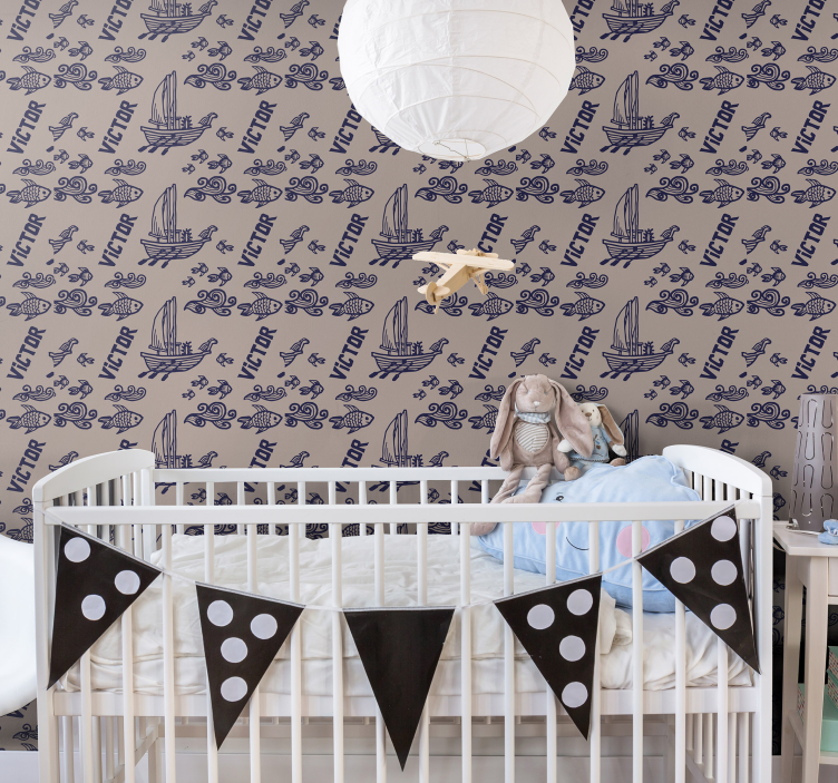Mořské lodi a rybí ložnice tapeta - TenStickers