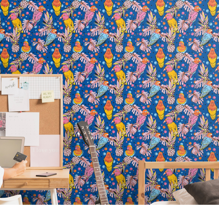 Oáza tropických papoušků Papoušek tapeta - TenStickers