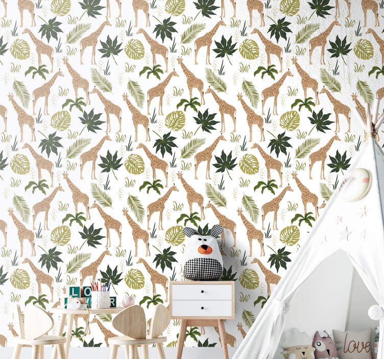 Organizované zvířecí tapeta žirafy - TenStickers