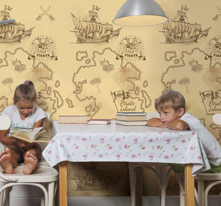 Pirátská dobrodružná mapa klasická tapeta - TenStickers