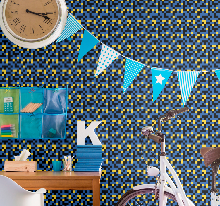 Pixelované barevné bloky Geometrická tapeta - TenStickers