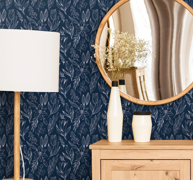 Modře kvetoucí motiv květinová tapeta - TenStickers