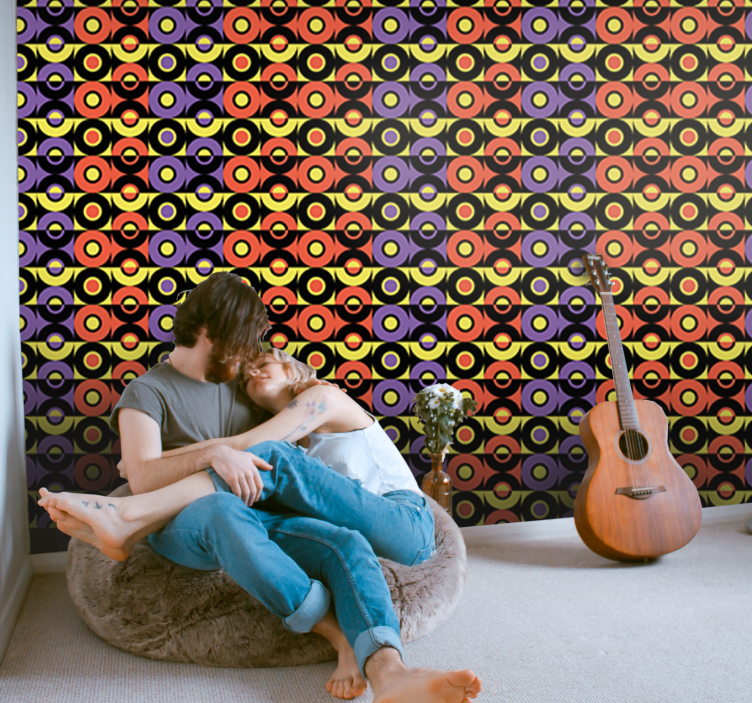 Retro kruhy vzor Další vintage tapeta - TenStickers