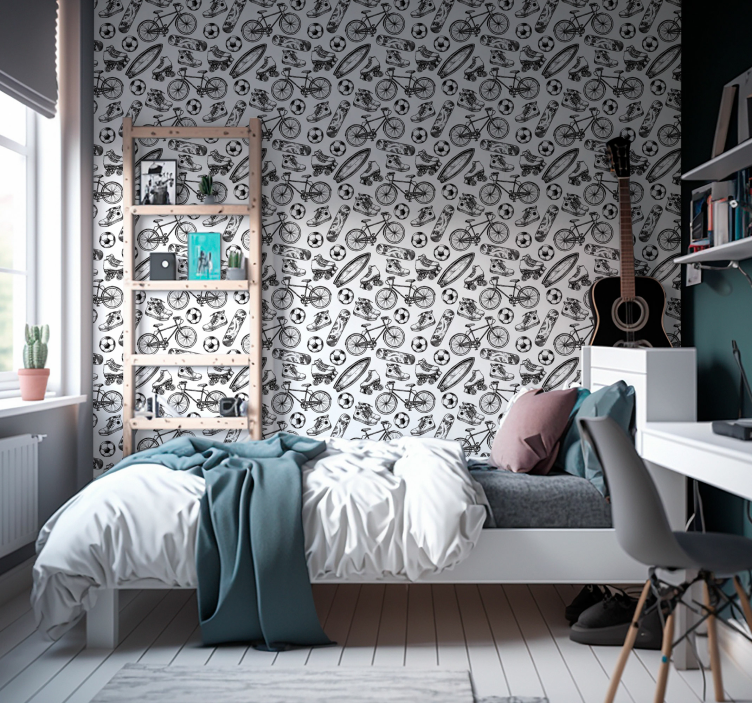 Sportovní čmáranice vintage tapeta - TenStickers