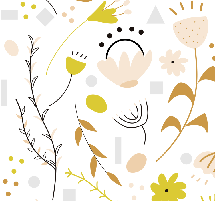 Ručně tažené květiny a tečky květinové tapeta - TenStickers