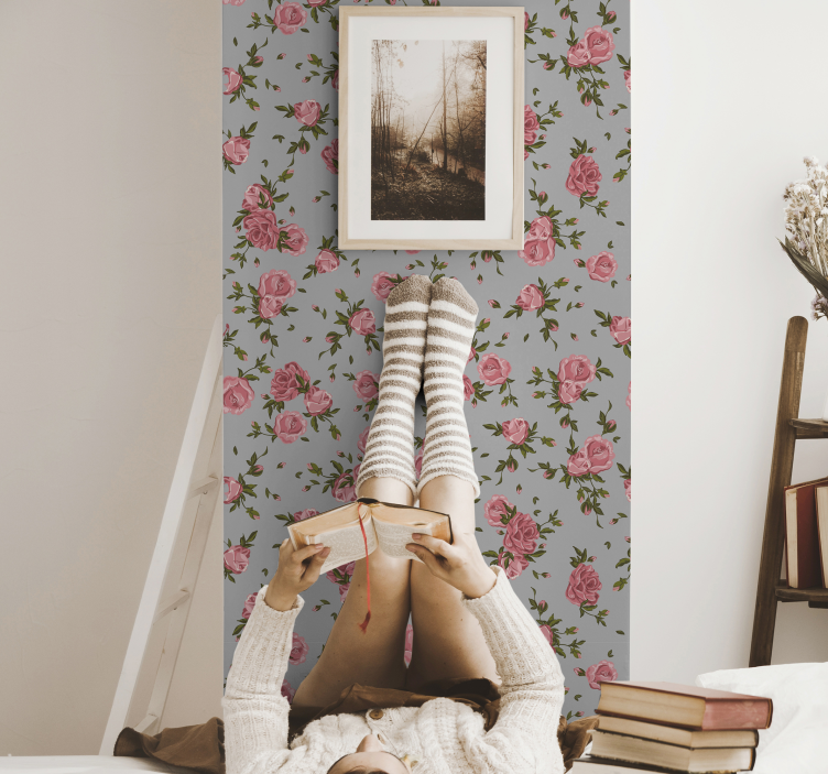 Růže vzor květinové tapeta - TenStickers