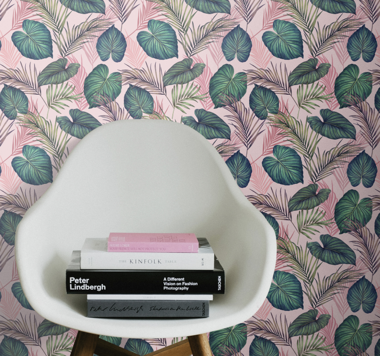 Růžový tropický list džungle tapeta - TenStickers