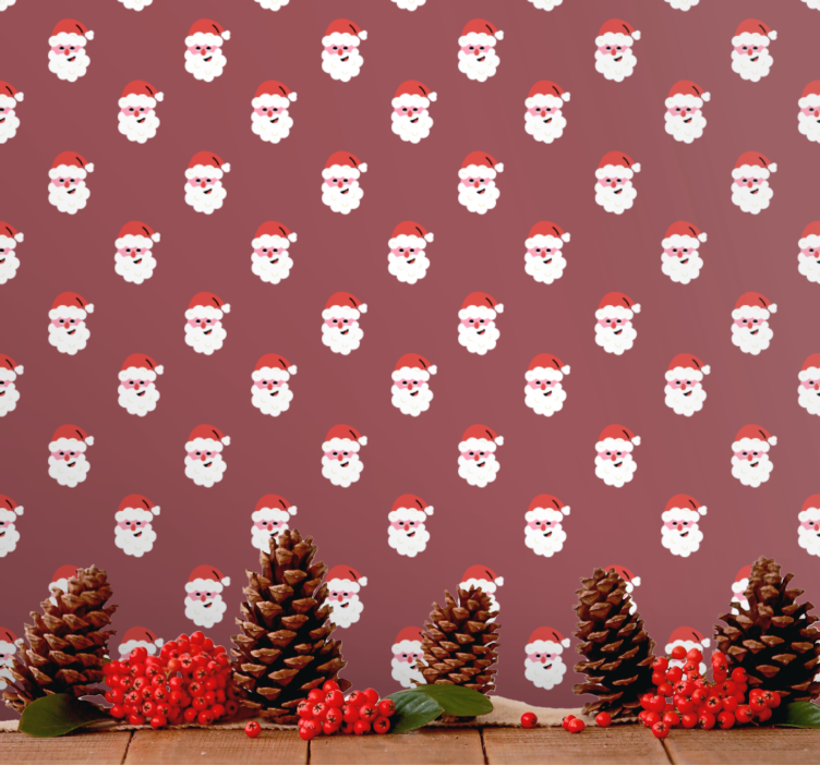 Santa claus červený vzor vánoční tapeta - TenStickers
