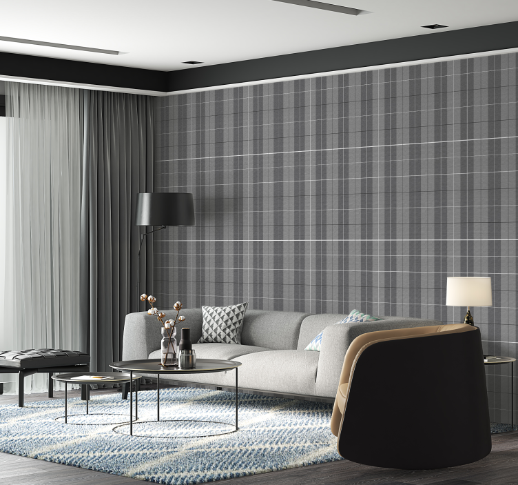 šedý skotský vzor čtvercová tapeta - TenStickers