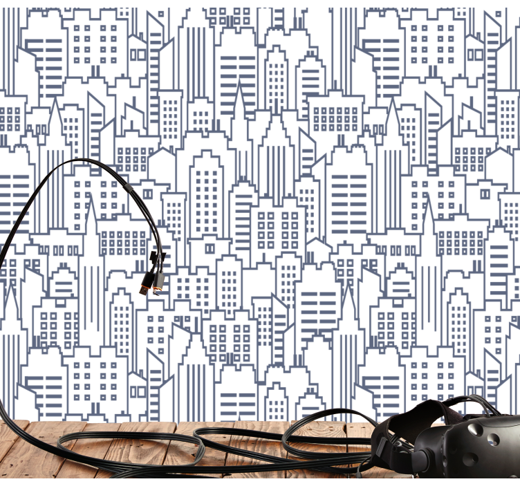 Siluety městského panoramatu město a země tapeta - TenStickers