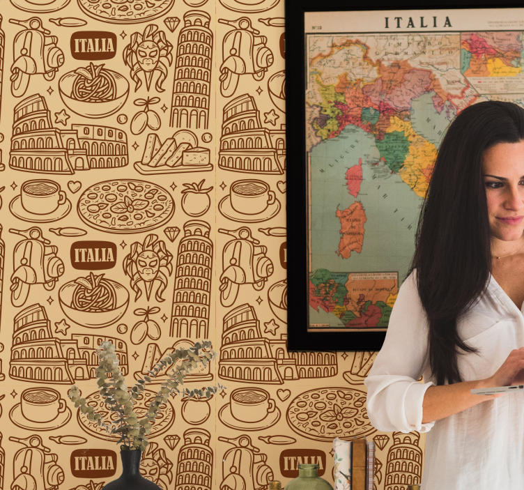 Skica italských památek město a země tapeta - TenStickers