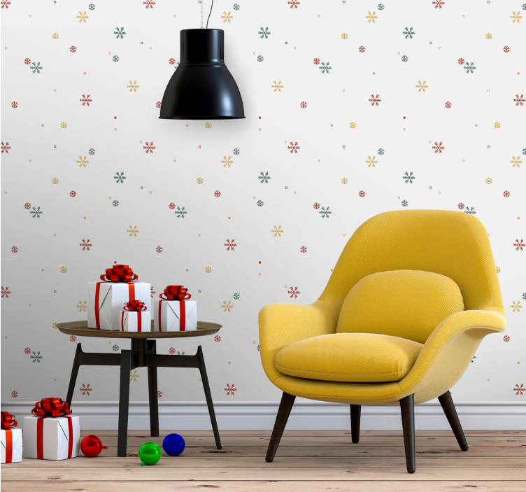 Slavnostní vzory sněhových vloček Vánoční tapeta - TenStickers