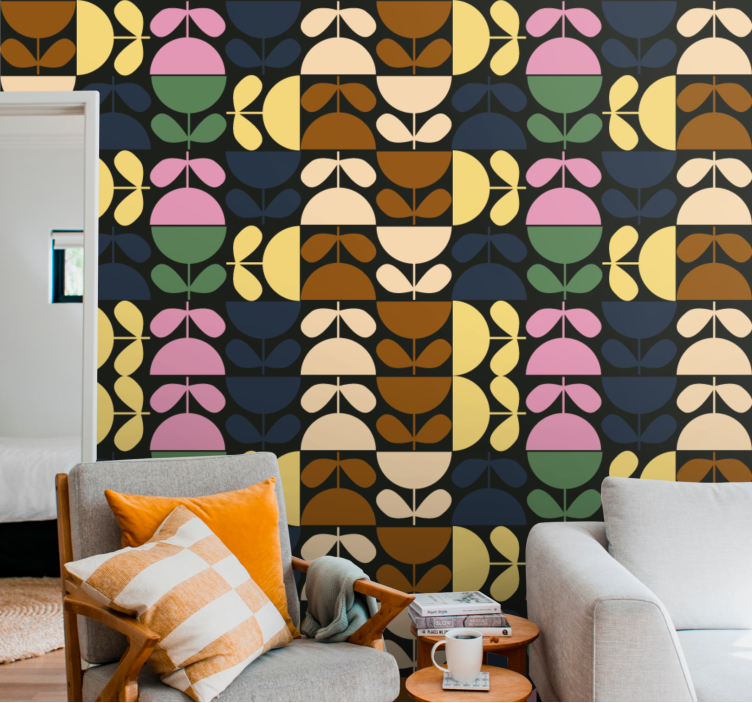 Stylizované vzory listů Květinový ornament tapeta - TenStickers