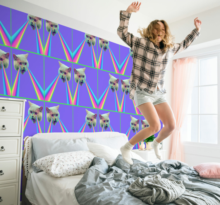 Tapeta vaporwave laser cat - TenStickers