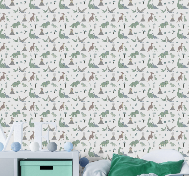 Dětské tapeta dinosaurů a sopek - TenStickers