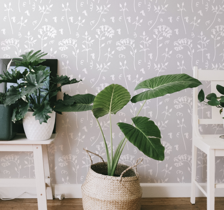 Tažené květiny tapeta - TenStickers