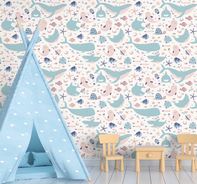 Tmavé a světle modré žraloky zvířecí tapeta - TenStickers