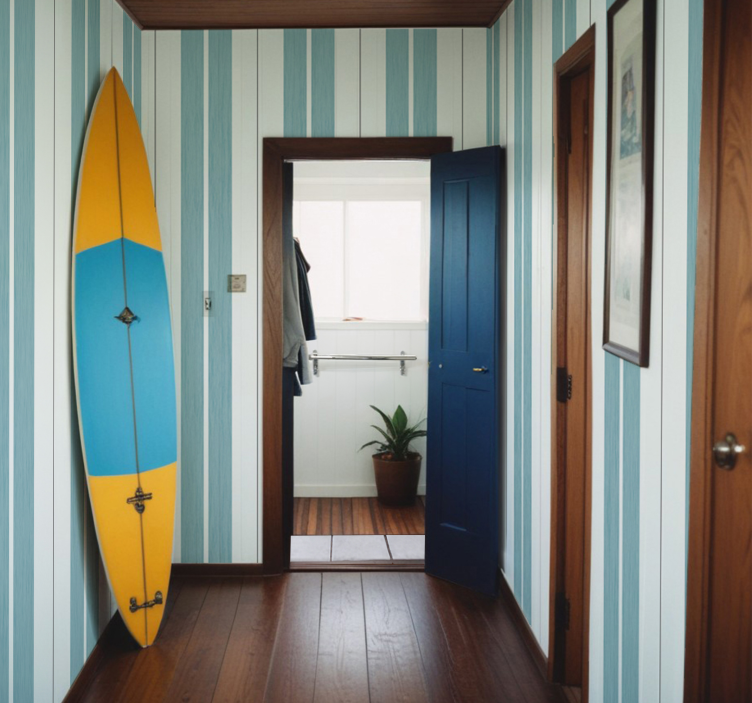 Tyrkysové odstíny pruhy Tapeta pro chodby - TenStickers