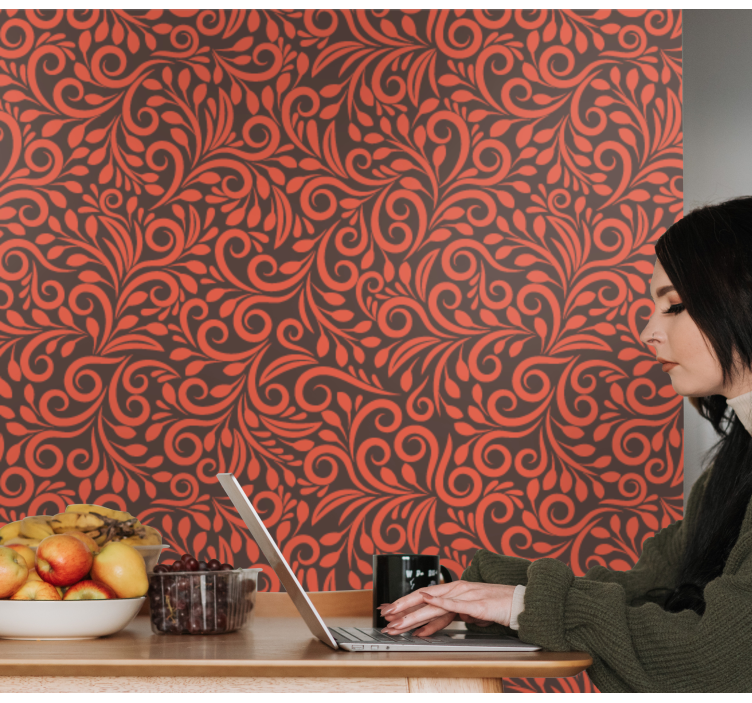 Vertikální červené rostliny list tapeta - TenStickers