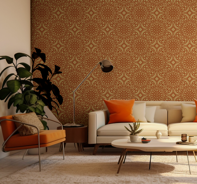 Ročník mandaly prvky květinové tapeta - TenStickers