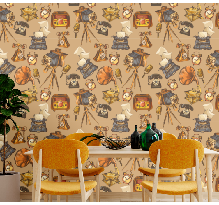 Vintage objekt koláž Vinobraní tapeta - TenStickers