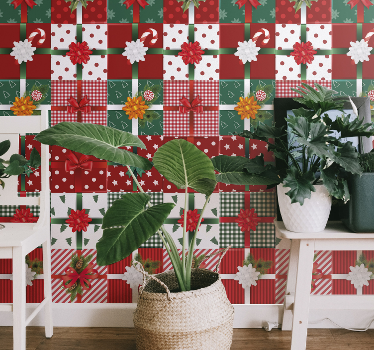 Vzory slavnostních dárků Vánoční tapeta - TenStickers