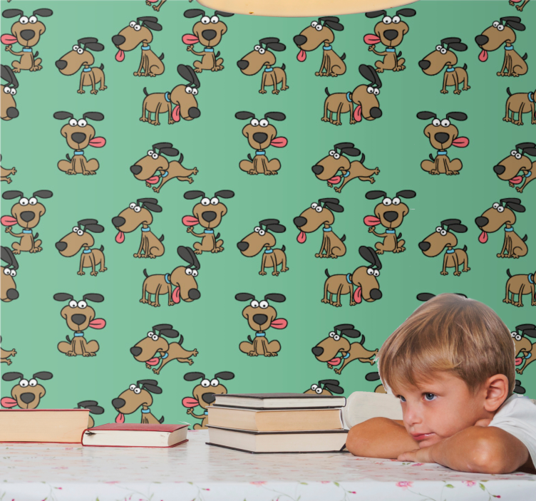Vtipná tapeta do ložnice ve stylu cartoonského psa - TenStickers