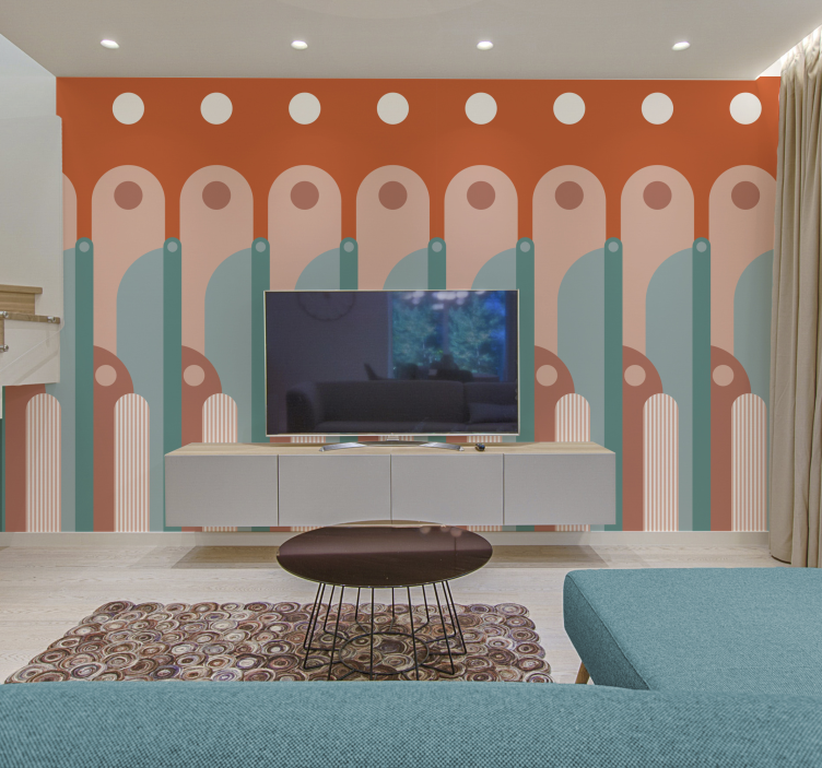 Zakřivené geometrické tvary Tapeta do obývacího pokoje - TenStickers