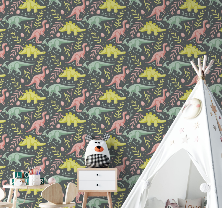 Dětské a zelené tapeta dinosaurů - TenStickers