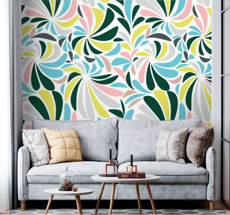 Připoutané barevné peří pruhované tapeta - TenStickers